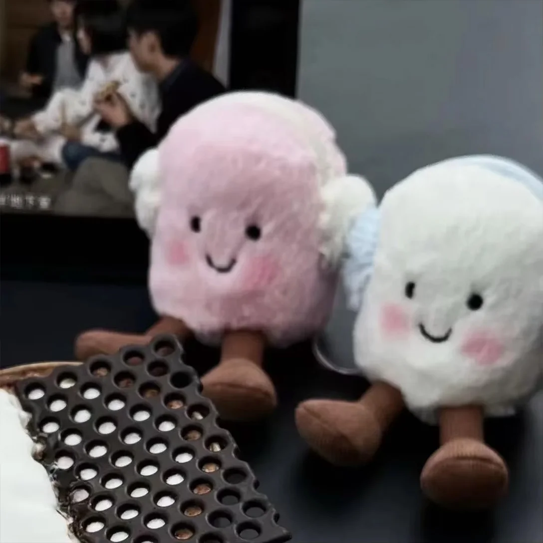 

A pair Kawaii Marshmallow Plush Toy Cute Pink Marshmallow Stuffed Doll Couple Plushies Soft Birthday Gifts Girl Home Decor 10cm