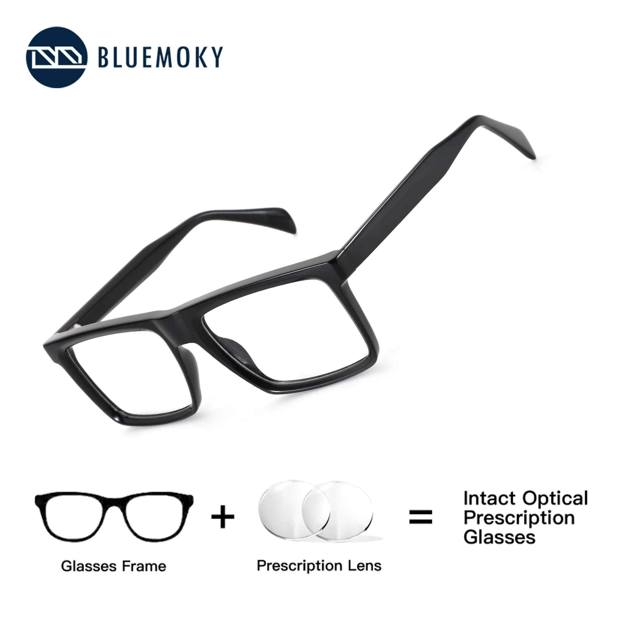 

BLUEMOKY (S Size) Progressive Glasses Men Square Prescription Acetate Photochromic Blue Light Blocking Lenses For Myopia Reading