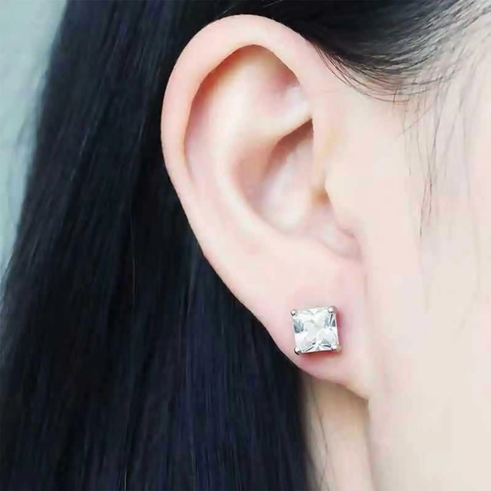 1 Pair/12 Pairs Stainless Steel Inlaid Cubic Zirconia Magnetic Non-Piercing Stud Earrings Round Clip on Ear Cuff for Men Women