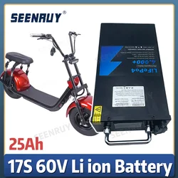 SEENRUY 60V 25Ah Li ion Lithium Battery BMS 17S For Harley 1500W Electric Scooter Citycoco Bicycle With 5A Charger