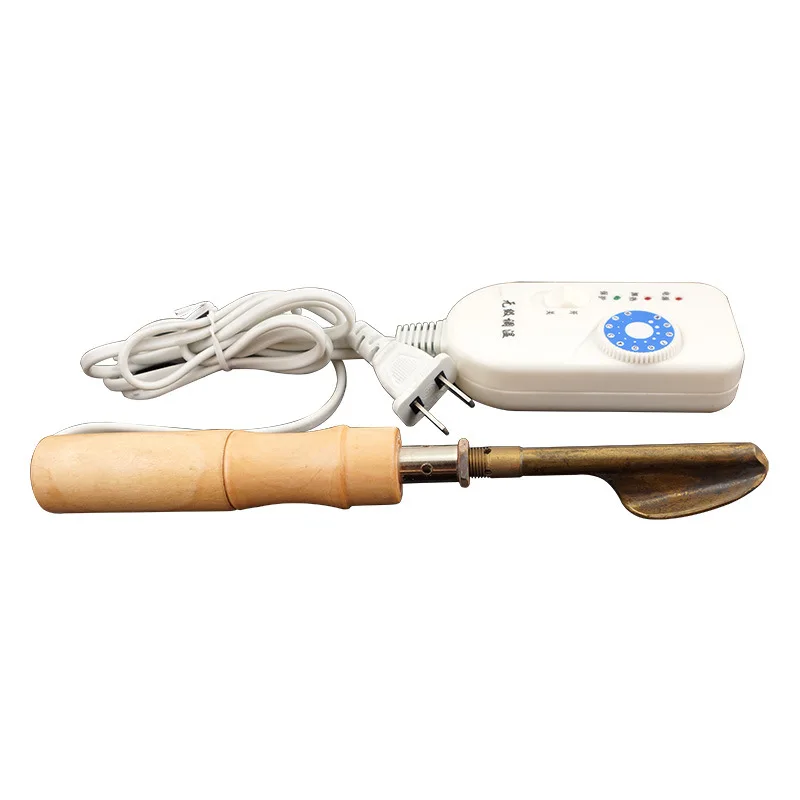 Mini Electric Iron with Wood Handle, Portable, Strong Toughness, Leather, Clothing, Bag, Shoes, Crafting, 50W, 220V