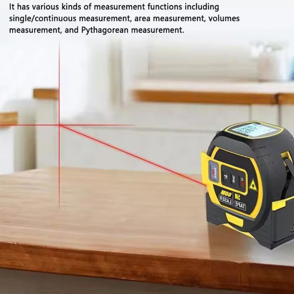 Telêmetro laser 3 em 1, medição de distância de 40 m / 60 m com display retroiluminado, área de escala de telêmetro/distância recarregável