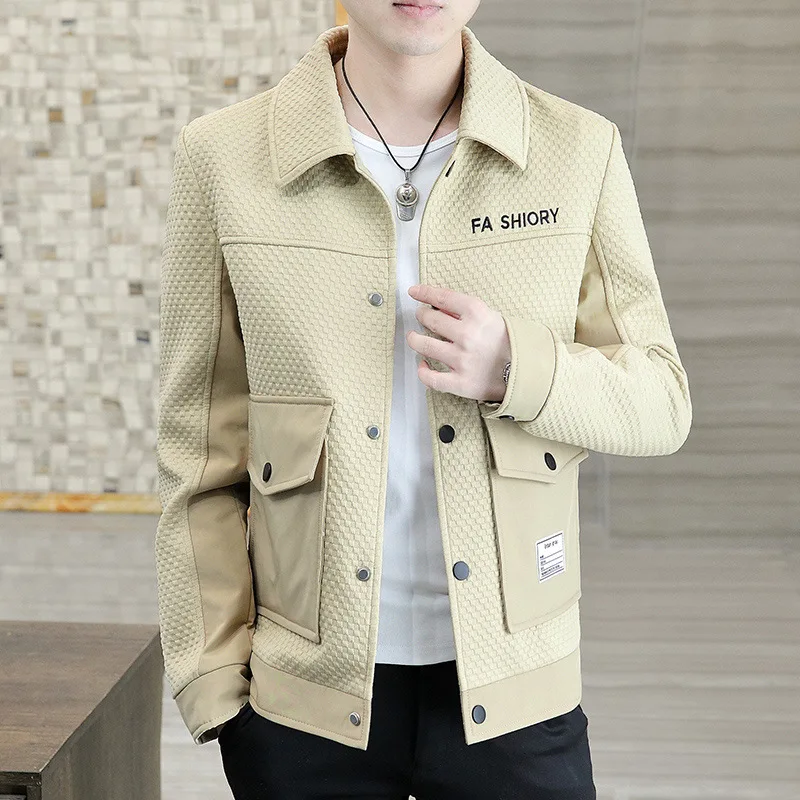 

4-B35 Spring and Autumn New Men's Casual Fashion Top Handsome Short Suit Jacket Embroidered Laps Jacket