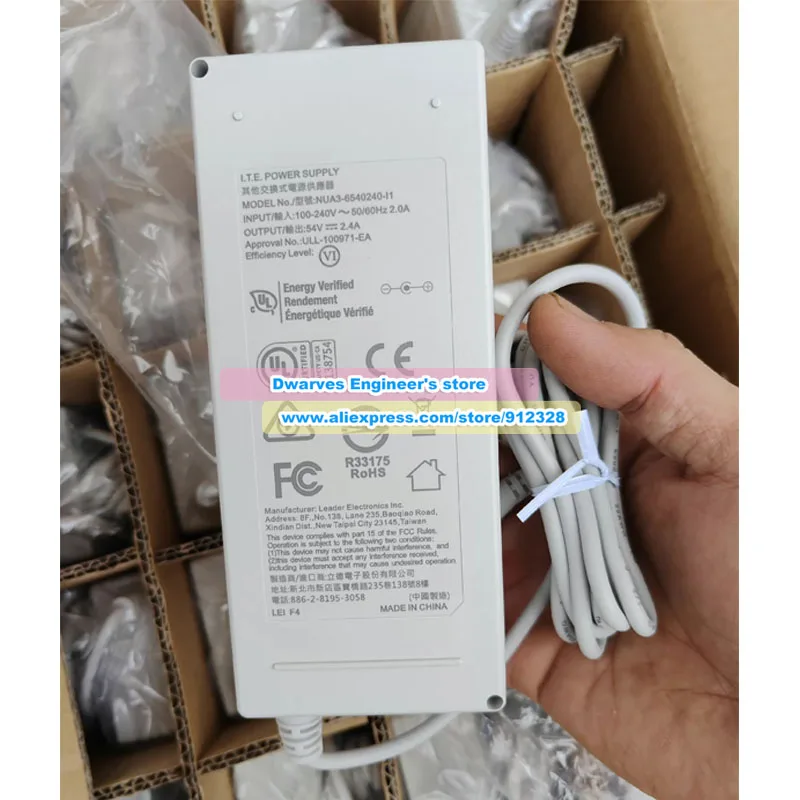 Genuine Lei NUA3-6540240I1 Ac Adapter I.T.E Power Supply 54V 2.4A White 129.6W