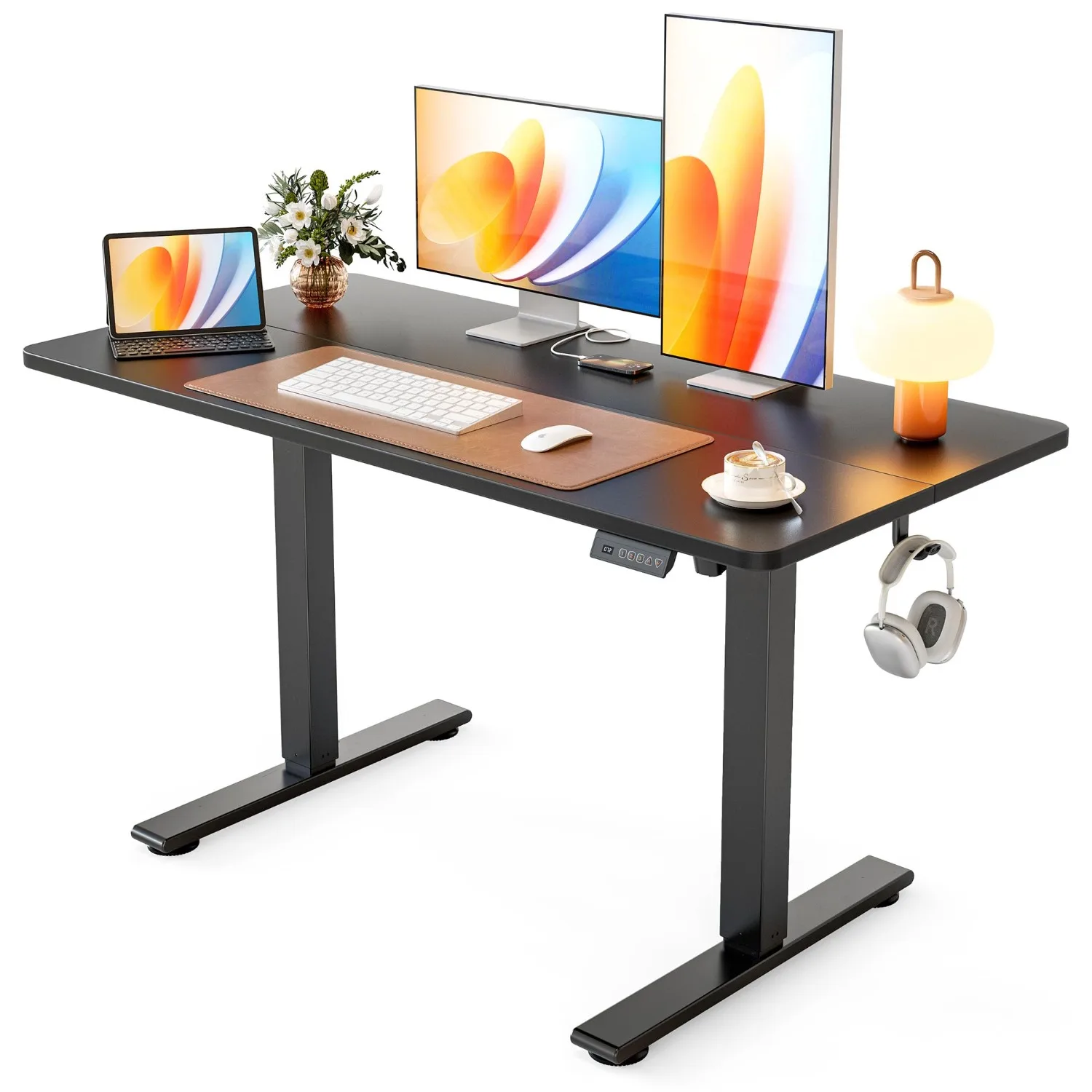 Electric Standing Desk, 48 x 24 Stand up Desk Height Adjustable, Home Office Desk with Splice Board, Black