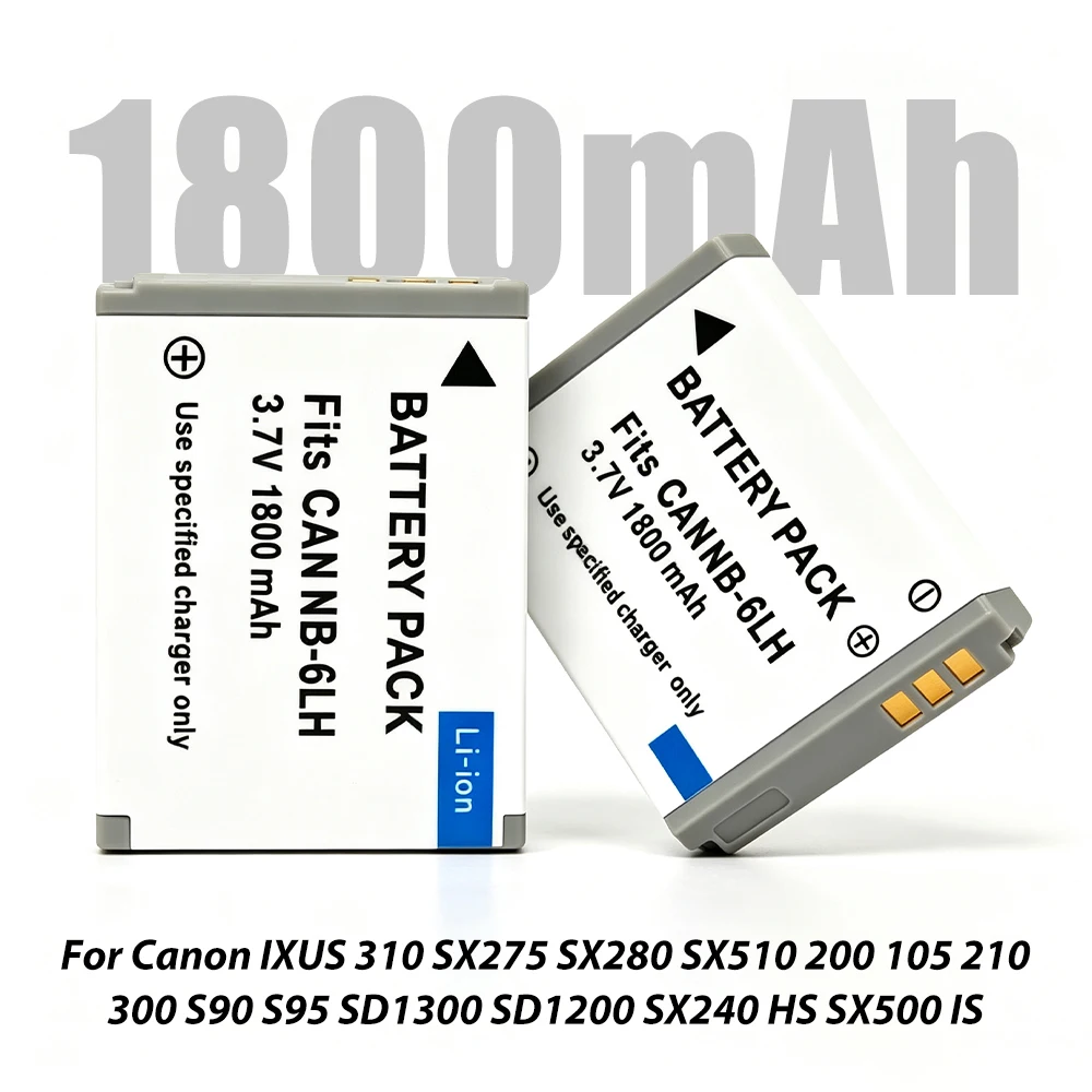 2Pcs NB-6L NB-6LH NB6L Batteries For Canon IXUS 310 SX275 SX280 210 300 S90 S95 SD1300 SD1200 SX510 200 105 SX240 HS SX500 IS