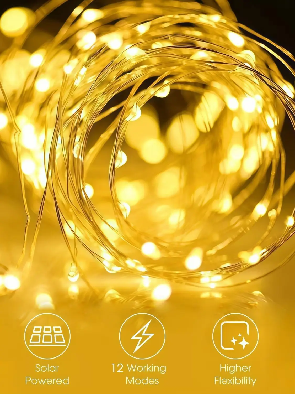 2er-Pack, 64 m/600 LED-Solar-Außenleuchte, Solar-Lichterkette für den Außenbereich, Kupferdrahtmaterial, Solar-Lichterkette geeignet für Garten, Hofbäume, Weihnachtsfeiern, Hochzeiten,