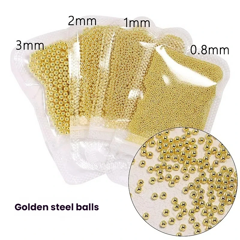 10g 멀티 사이즈 금속 네일 비즈 골드 도금 실버 부드러운 라운드 볼 스페이서 비즈 DIY 네일 아트 쥬얼리 장식 액세서리