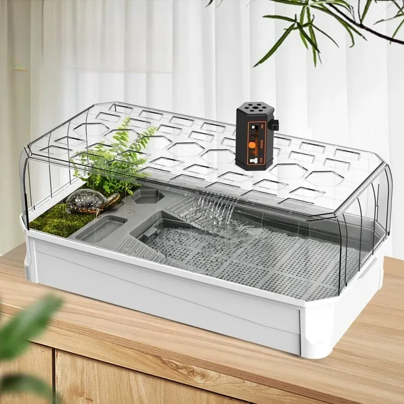 

Террариум для черепах с платформой для загара, имитирующий тропический лес, пластиковый, с автоматической заменой воды, для черепах, домашних животных, рептилий