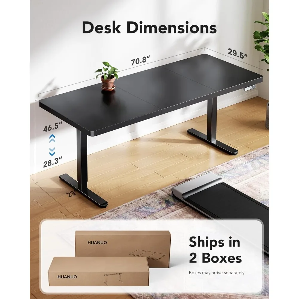 مكتب قائم كهربائي مقاس 71 × 30 بوصة، محرك قوي بدون فرش، طاولة قابلة للتعديل بارتفاع كبير، 4 مكتب قائم بذاكرة مسبقًا