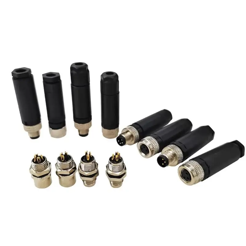 

10pcs IP68 M8 Sensor Connectors 3Pin 4Pin Waterproof Straight Non-Welding Screw Connections for Secure Sensor Linking