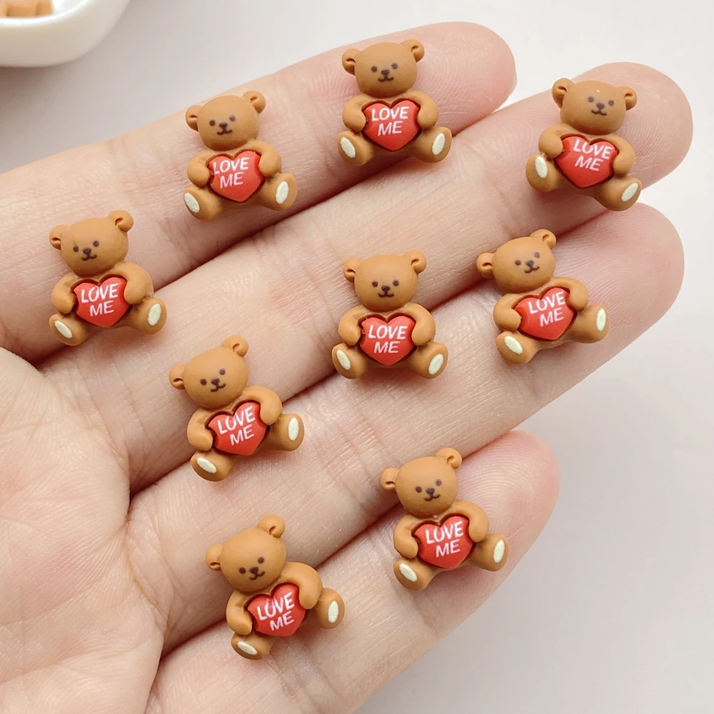 30Pcs Cute Mini Cartoon Little Bear Nail Art Resin Designer Charms DIY Craft For Nail 3D Decorations Jewelry