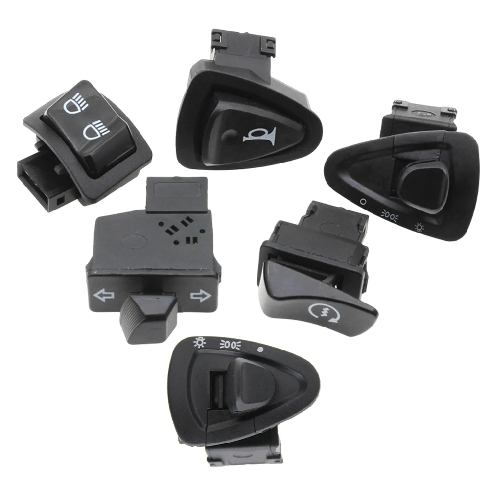 6pcs Electric Bicycle Common Switches Horn/Headlight/Turn Signal/Dimmer Start Function Button Scooter Switches Accessories