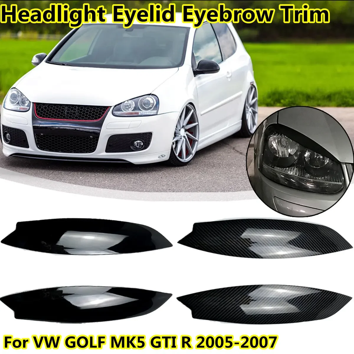 ل Volkswagen VW Golf 5 MK5 GTI R R32 2005-2007 المصباح الحاجب زوج جولف 5 سيارة المصابيح الأمامية الحاجب الجفون كروم غطاء الكسوة