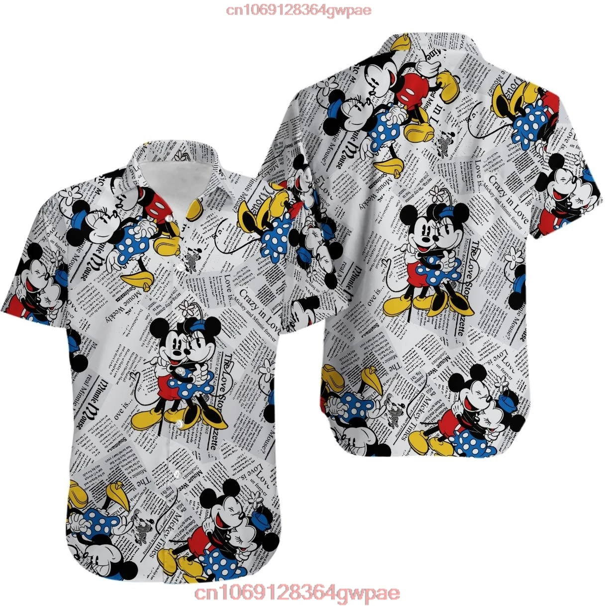 Mickey Minnie Comic Book Hawaiian Shirts Mens Women Casual Short Sleeve Shirts Disney Hawaiian Shirts Fashion Beach Shirts Kids