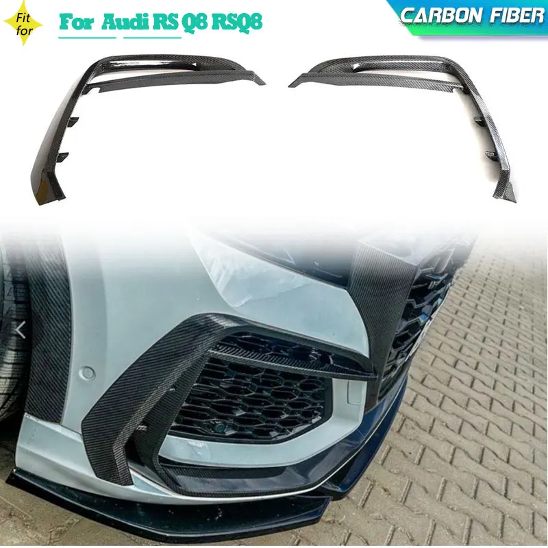 

Carbon Fiber Car Front Bumper Fog Lamp Covers For Audi RS Q8 RSQ8 Sport Utility 4-Door 2020-2023 Front Canards Fins Trim