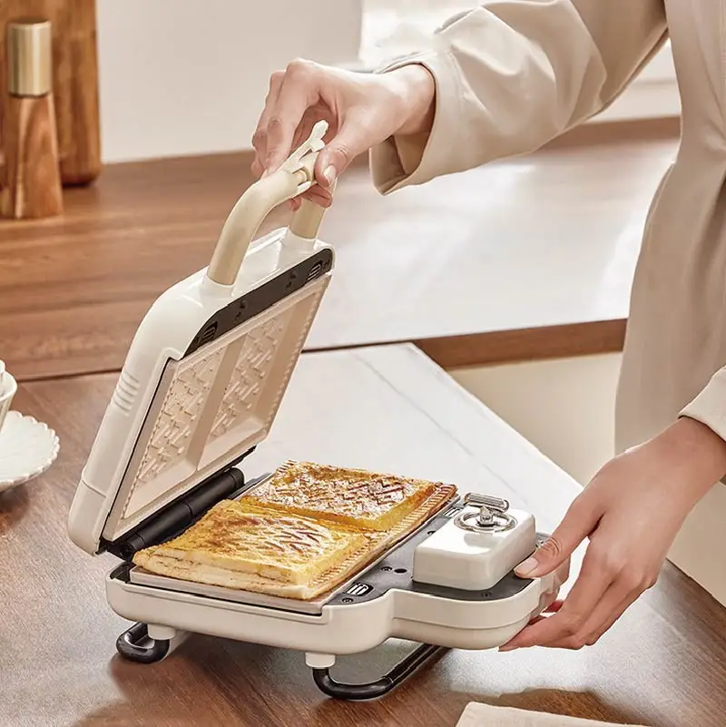 750W Electric Sandwich Maker Multi-functional Breakfast Maker Waffle Timing Bread Machine Double Plate Sandwich Pancake Machine