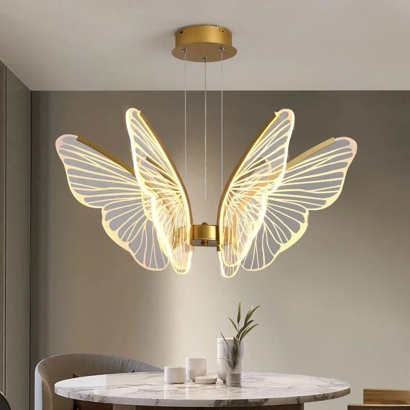 2024 borboleta lustre moderno e minimalista criativo sala de jantar quarto das crianças led lâmpadas inteligentes lâmpada decorativa