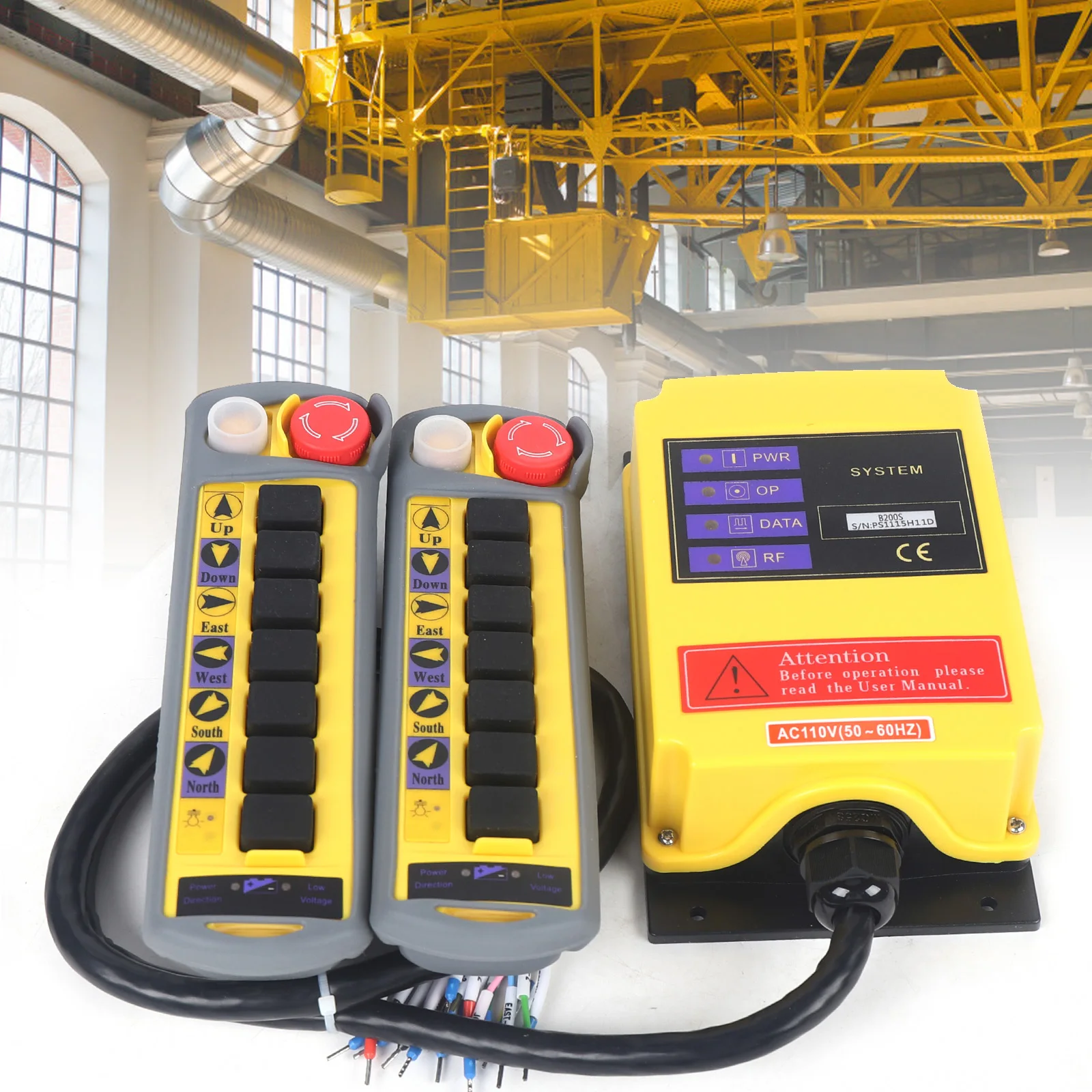 Hoist Crane Radio Remote Control System Crane Wireless Lifting Machine 2 Speed 6 Channel Control 2 Transmitter 100M Distance