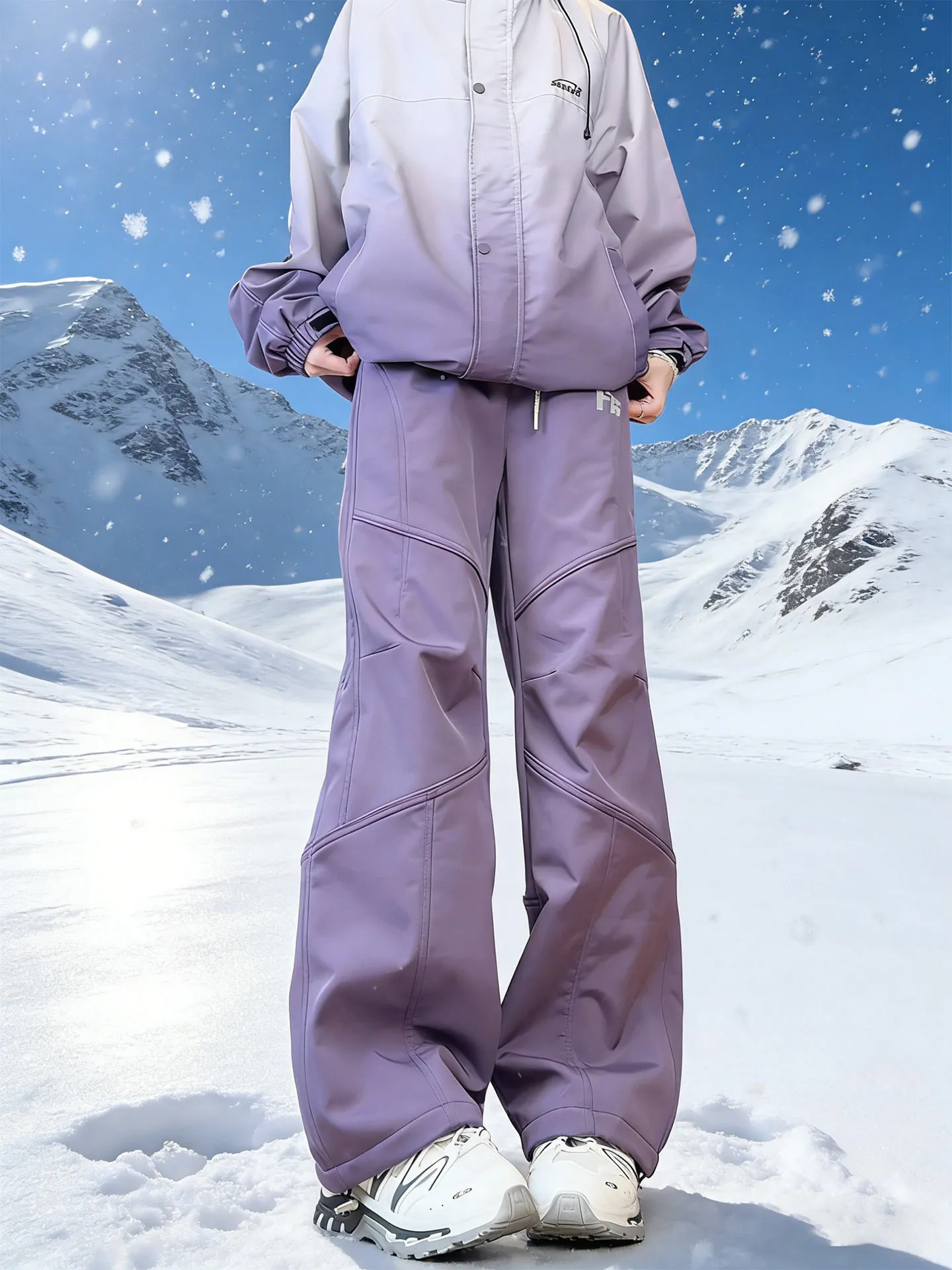 Winter Outdoor Fce Lined Ski Pants Men's below Zero 40 Deee Purple Anti Wind Waterproof Trousers Casual Straight Leg Wor...