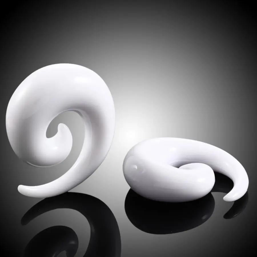 2Pcs Acrylic Black&White Spiral Ear Taper Gauges Stretching 1.6mm-20mm Ear Plug Tunnel Ear Expander Piercing For Unisex Jewelry