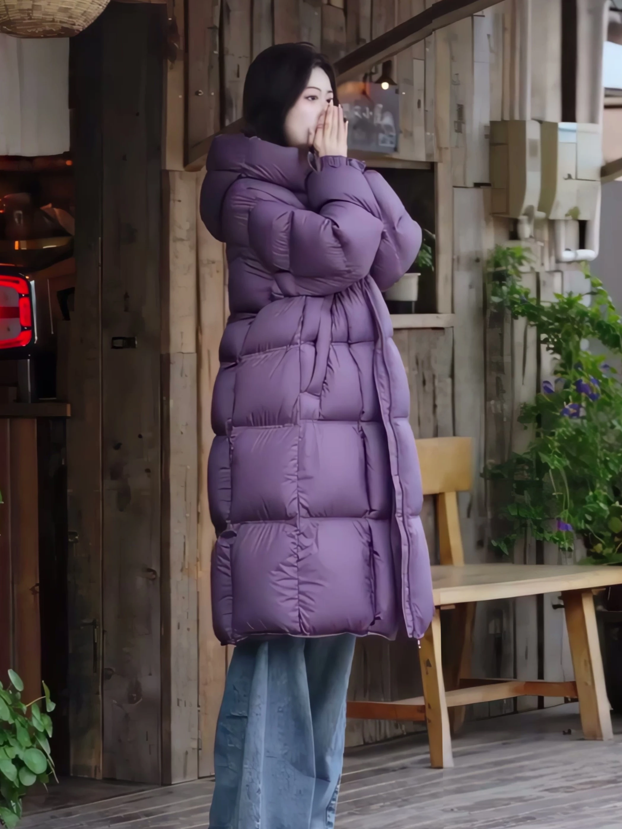 

Purple Mid-Length Puffer Jaet Women's Small Size 2026 New ular High-End Faion Thiened Fluffy Outerwear Winter