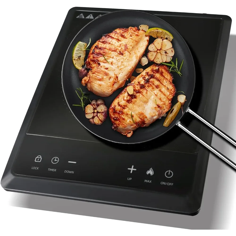 Portable Induction Cooktop,Electric Induction Cooker and Burner,3-Hour Timer,Smart Touch Cooktop,and Safety Lock Feature,Black