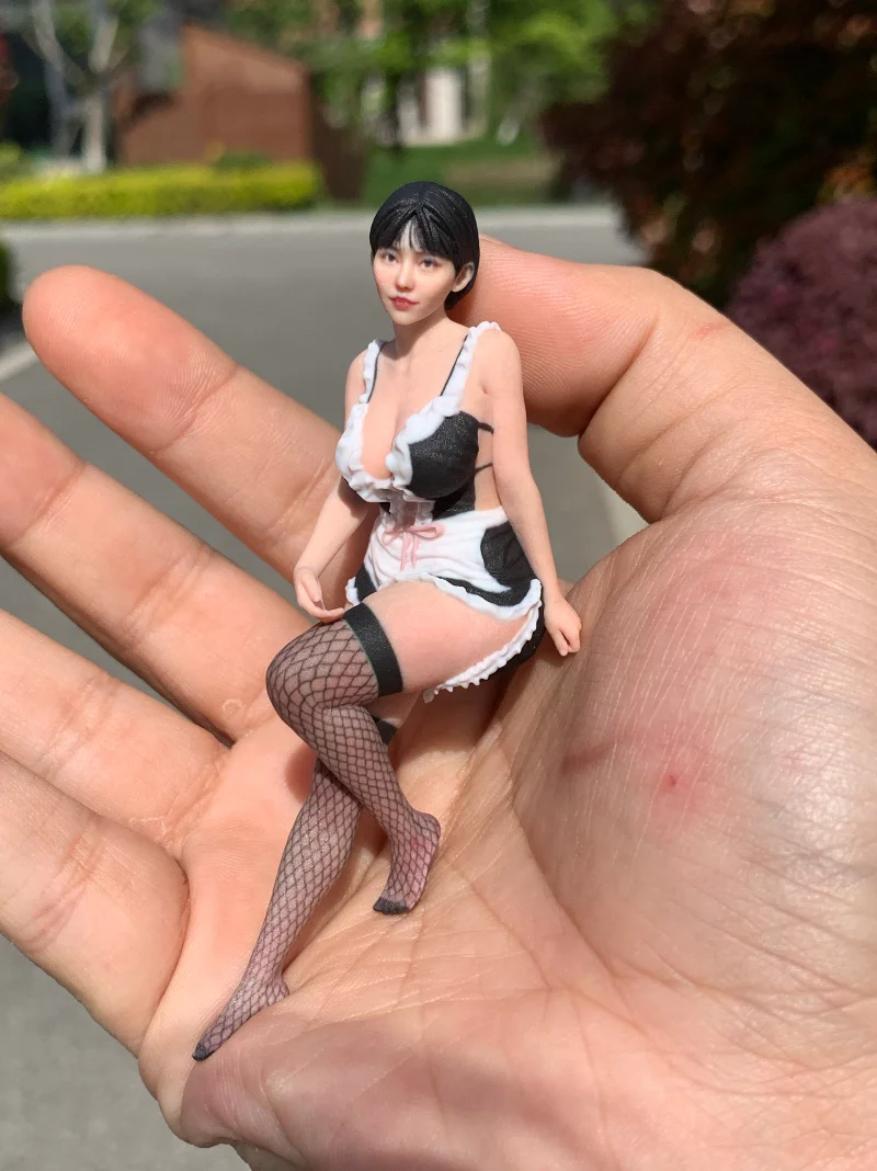1/16 1/18 1/12 Superrealistische Dienstmädchen-Figur GK Realistische Skulptur Auto-Modell Miniatur-Szene Chassis-Figur Handgefertigt