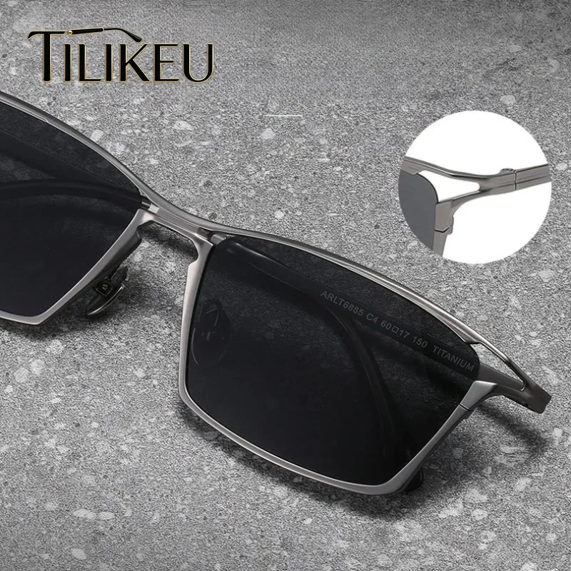

Vintage Hip Hop Titanium Ultra-Light Square Polarized Sunglasses Men Outdoor Travel Driving Anti Glare UV400 Women Shades Gafas