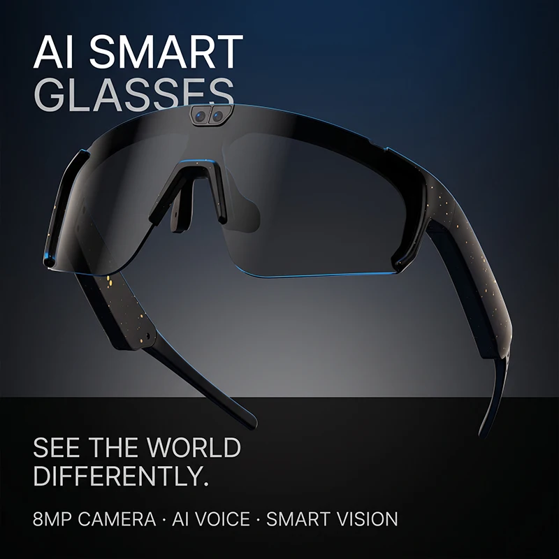 AI Smart Glasses With 800W Camera 2026 Women Men Recording Bluetooth Touch Control Sunglasses Riding Windproof UV400 Goggle
