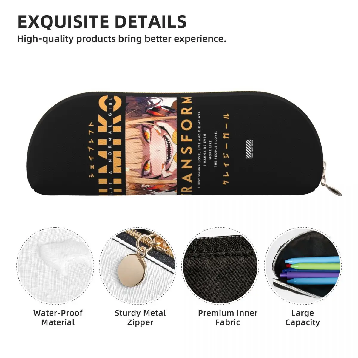 Himiko Toga Boku No My Hero Academia estuche para lápices portalápices almacenamiento suministros de papelería caja de bolígrafos de gran capacidad bolsa de lápices