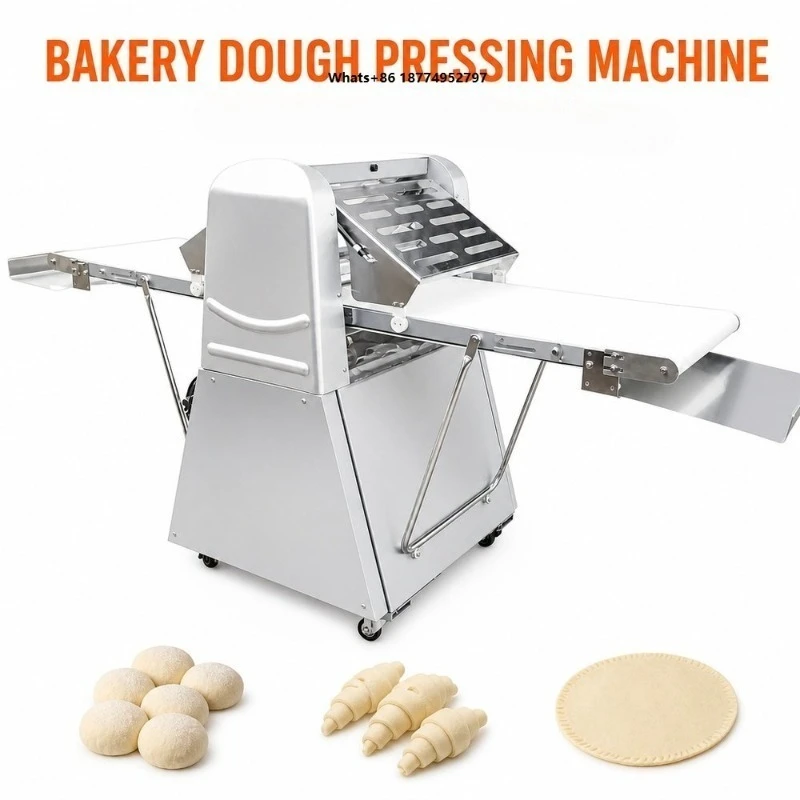 Commercial Dough Pressing Machine Reversible Belt Conveyor Stainless Steel for Fresh Frozen Pastry Croissant Bakery
