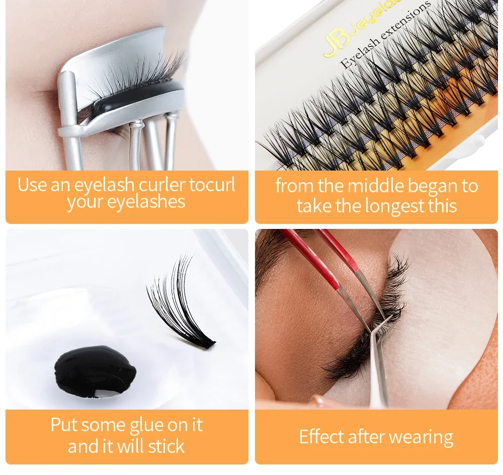 الطبيعية 30D/40D DIY العنقودية جلدة 60 حزم الفردية رموش بالمنك لاش رقيق ماكياج Cilias لوازم