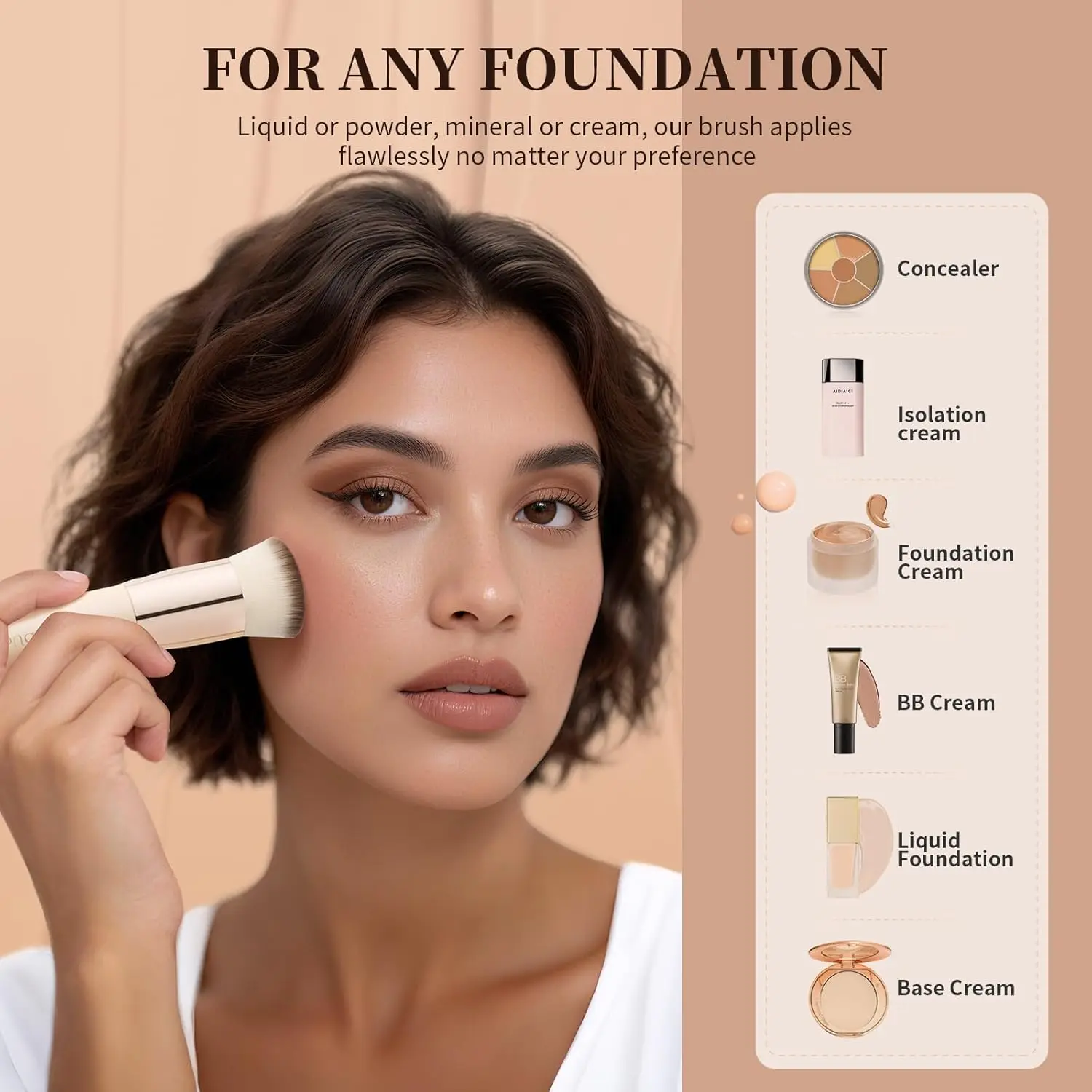 DUcare-brocha para base Kabuki de tapa plana, brocha de maquillaje profesional sintética, herramientas de maquillaje para pulir polvo de mezcla líquida