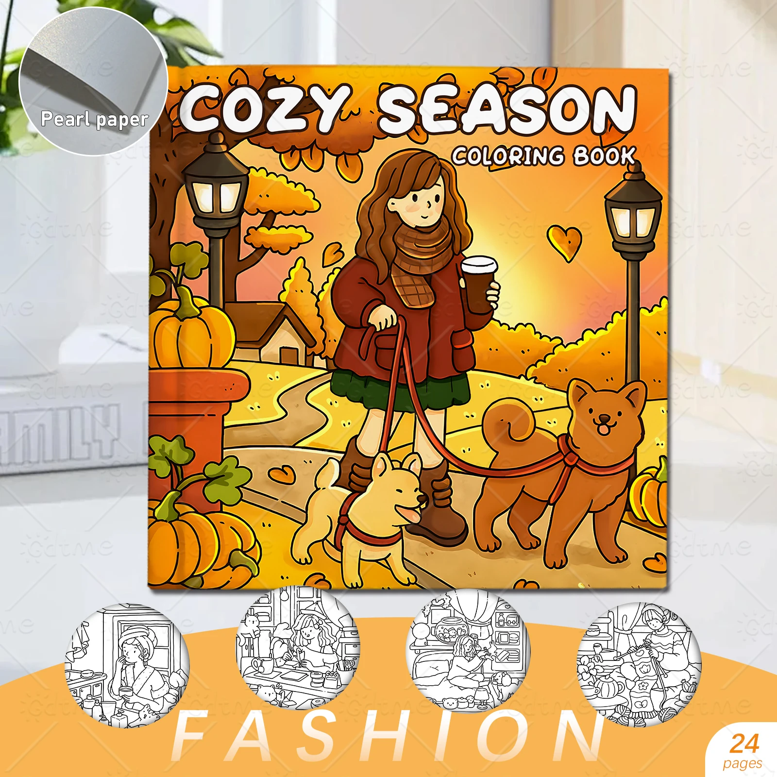 COZY SEASON Malbuch für Erwachsene mit einfachen Cartoon-Mustern zur Entspannung, DIY-Mal- und Zeichenbücher – Detail 2