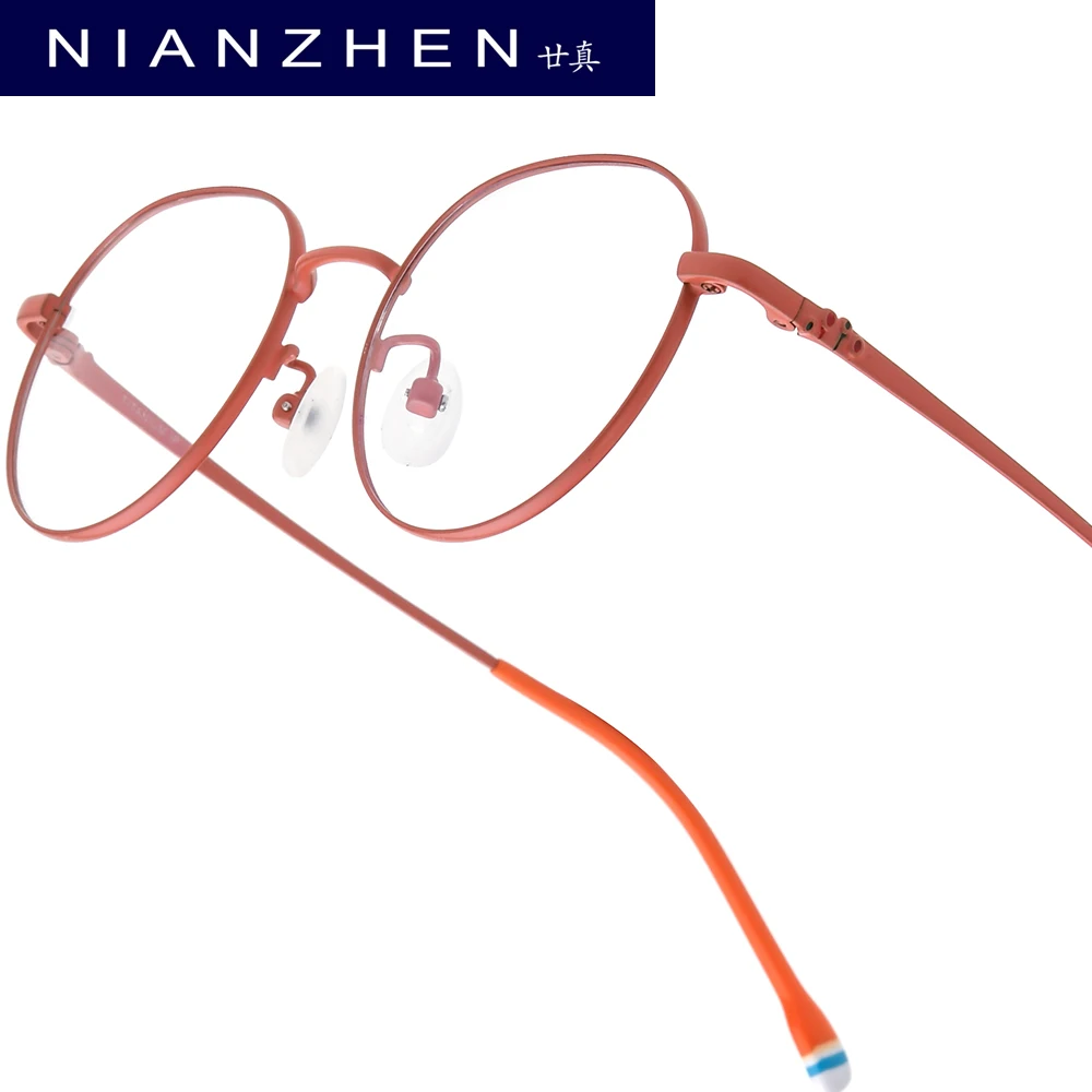 

NIANZHEN Titanium Alloy Teenage Eyeglasses Round Brand Design Student Glasses Frames Ultralight Kids Eyewear Spectacles NZ1029