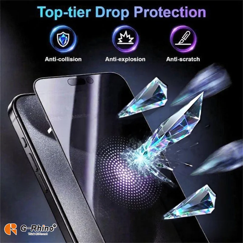 G-Rhino 1/2 قطعة واقي شاشة الخصوصية آيفون 15 برو XR X XS MAX المضادة للتجسس الزجاج المقسى آيفون 16 11 12 13 14 برو ماكس #3
