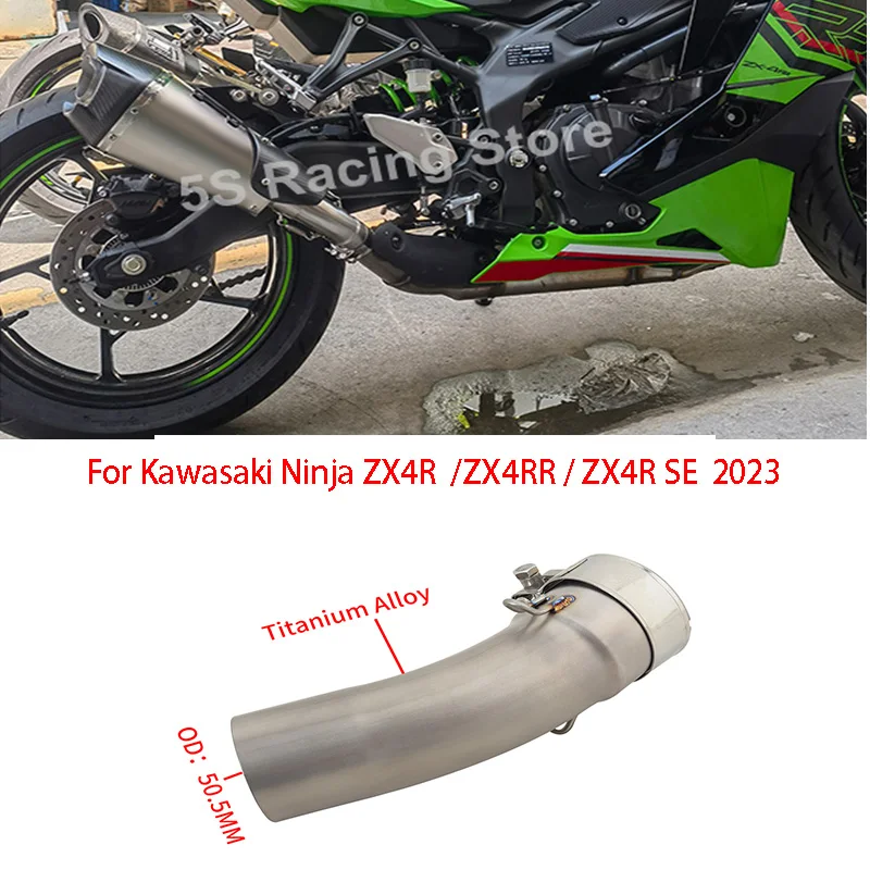 

For Kawasaki Ninja ZX4R ZX4RR ZX4R SE ZX 4R 4RR 2023 Motorcycle Exhaust Escape Systems Titanium Alloy Modify Mddile Link Pipe