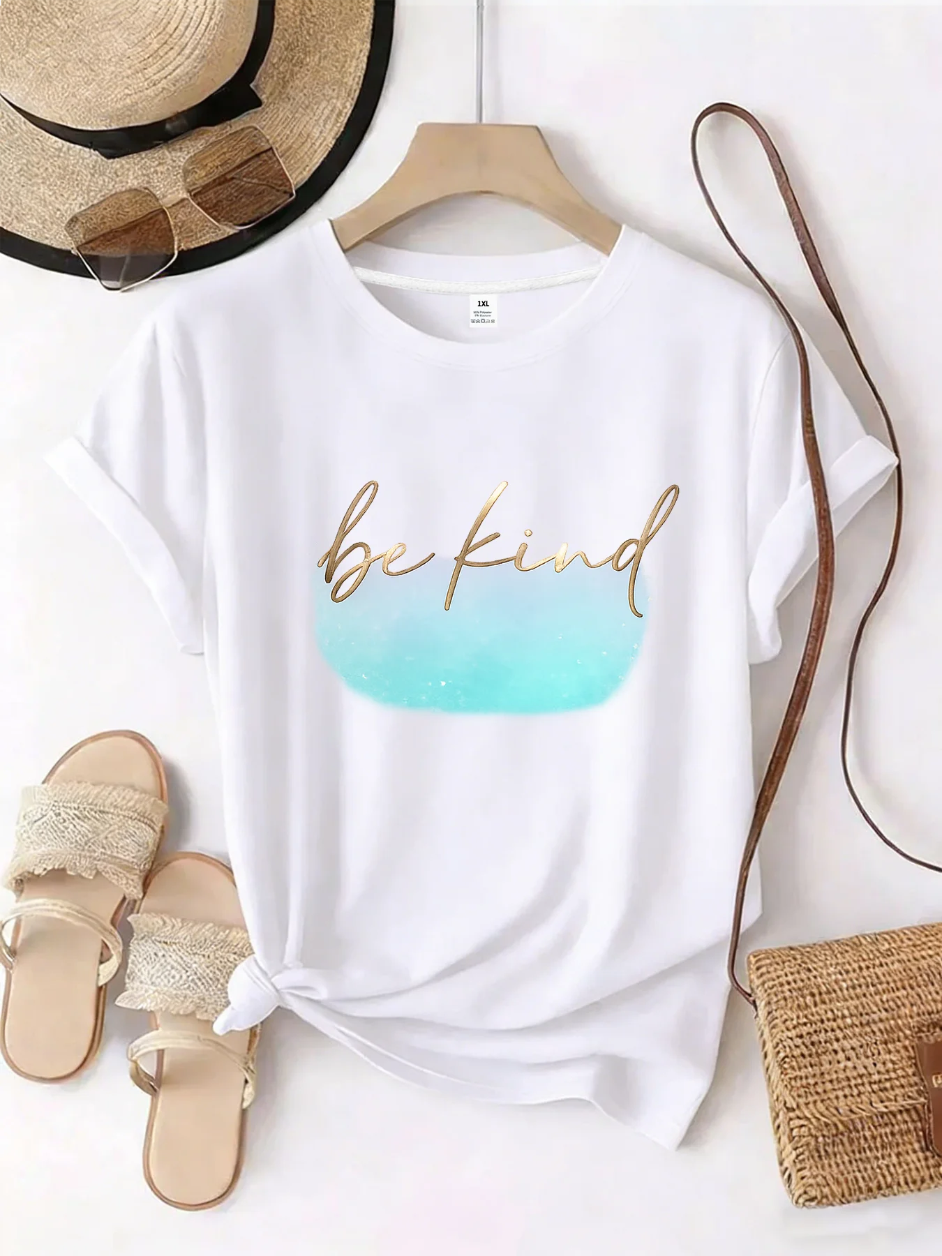 

【WZM101517】Pattern printed plus size women's round neck summer casual short sleeved street fashion versatile plus size T-shirt