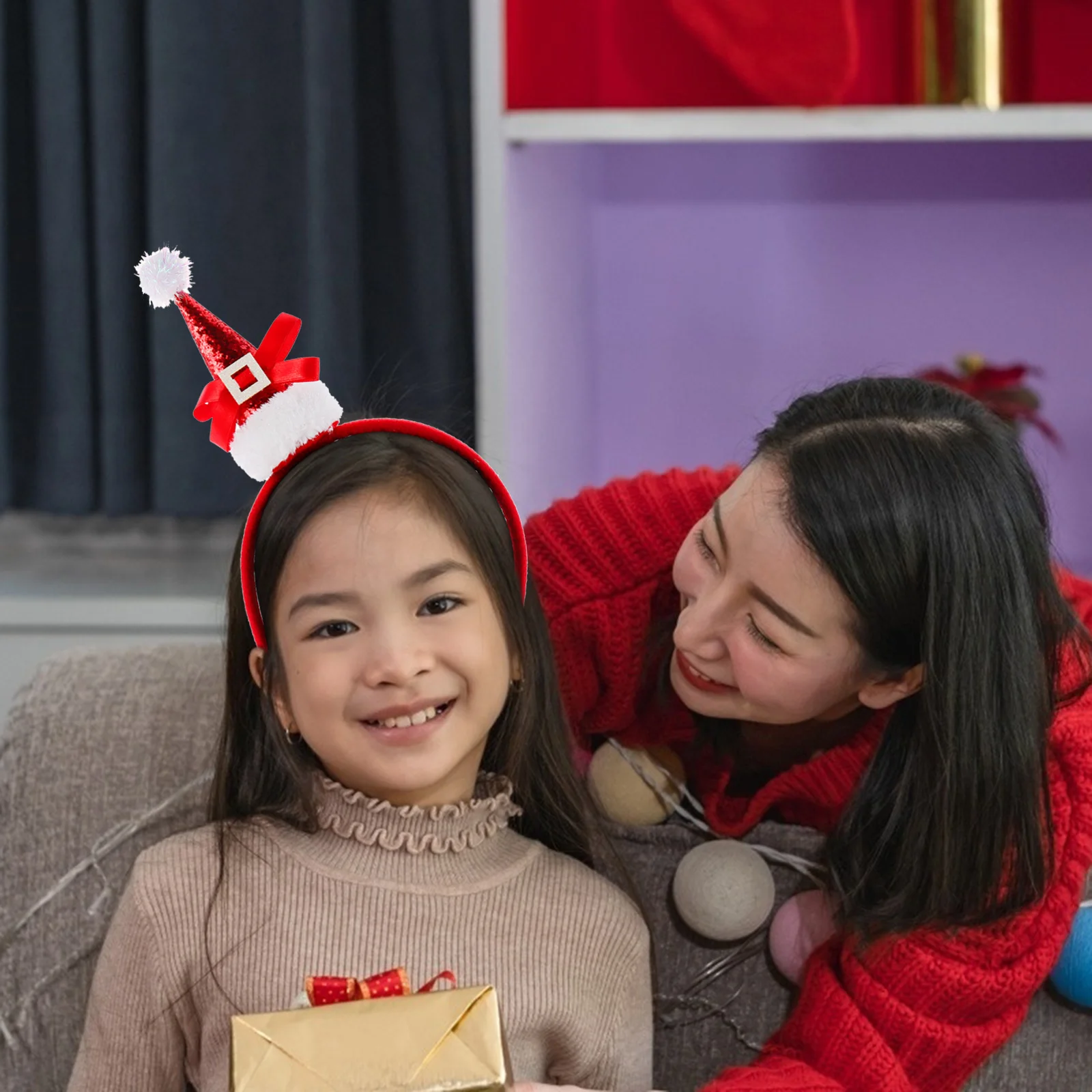 

4Pcs 's Christmas Headband Set Lightweight Xmas Hair Hoop Santa Hat Headpiece Christmas Party Decoration Accessories