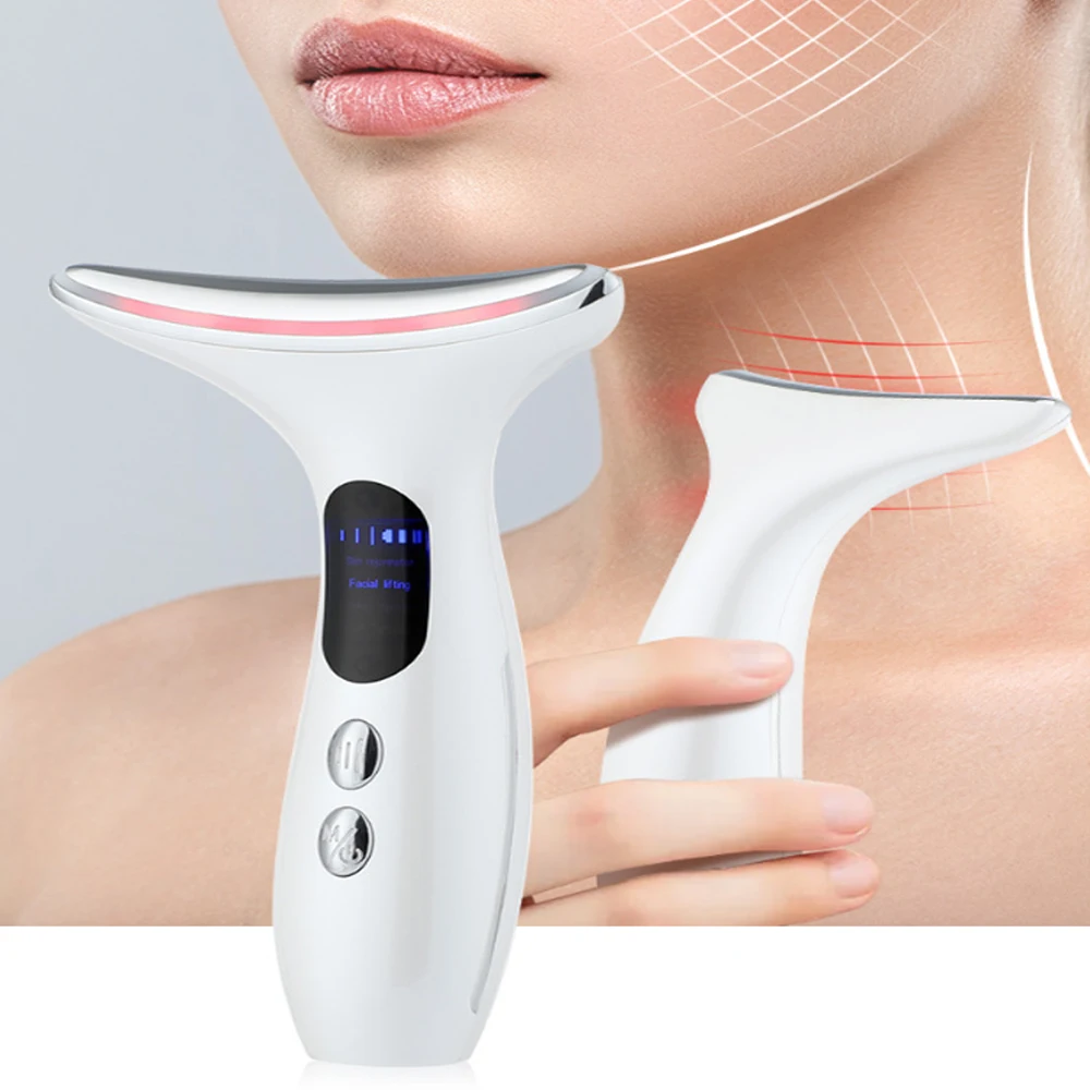 Masajeador de estiramiento Facial EMS, dispositivo de belleza para cuello y cara, terapia de fotones Led, antiarrugas, removedor de doble mentón, herramientas para el cuidado de la piel, 3 colores