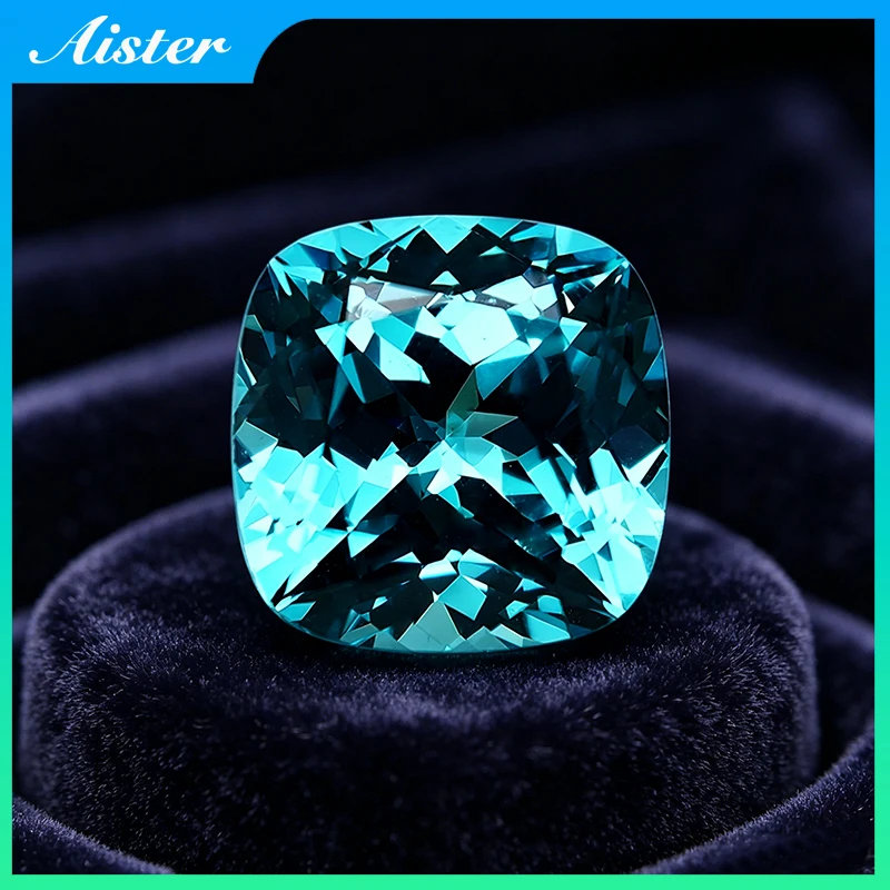 

New Lab Grown Paraiba Gemstone Cushion Cut Neon Blue Synthetic Tourmaline Loose Precious Stones with AGL Certificate