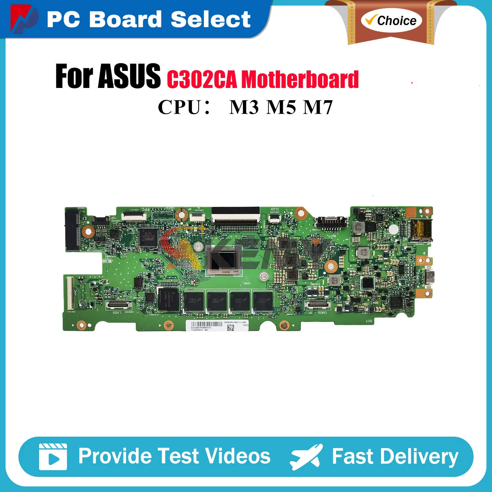 

C302CA Laptop Motherboard For ASUS Chromebook C302CA C302C Notebook Mainboard With I3 I5 I7 CPU 100% tests OK fast shipping stk