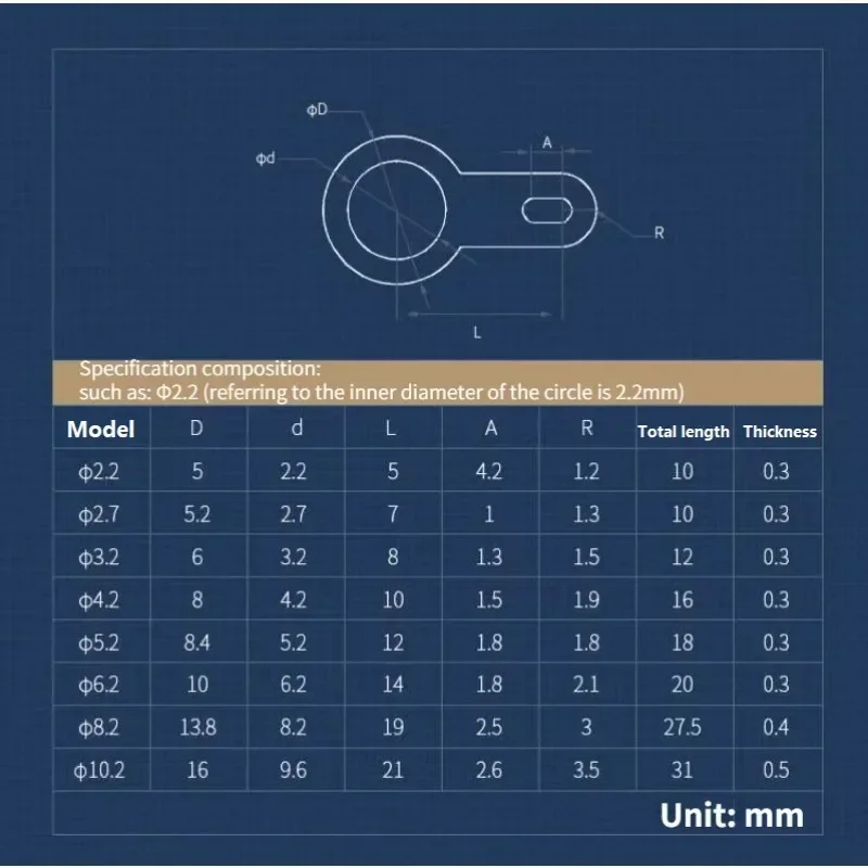 M2.2 M2.7 M3.2 M4.2 M5.2 M6.2 M8.2 Solder Tag Lug Ring Earth Connector Welding Washer Copper Soldering Lug