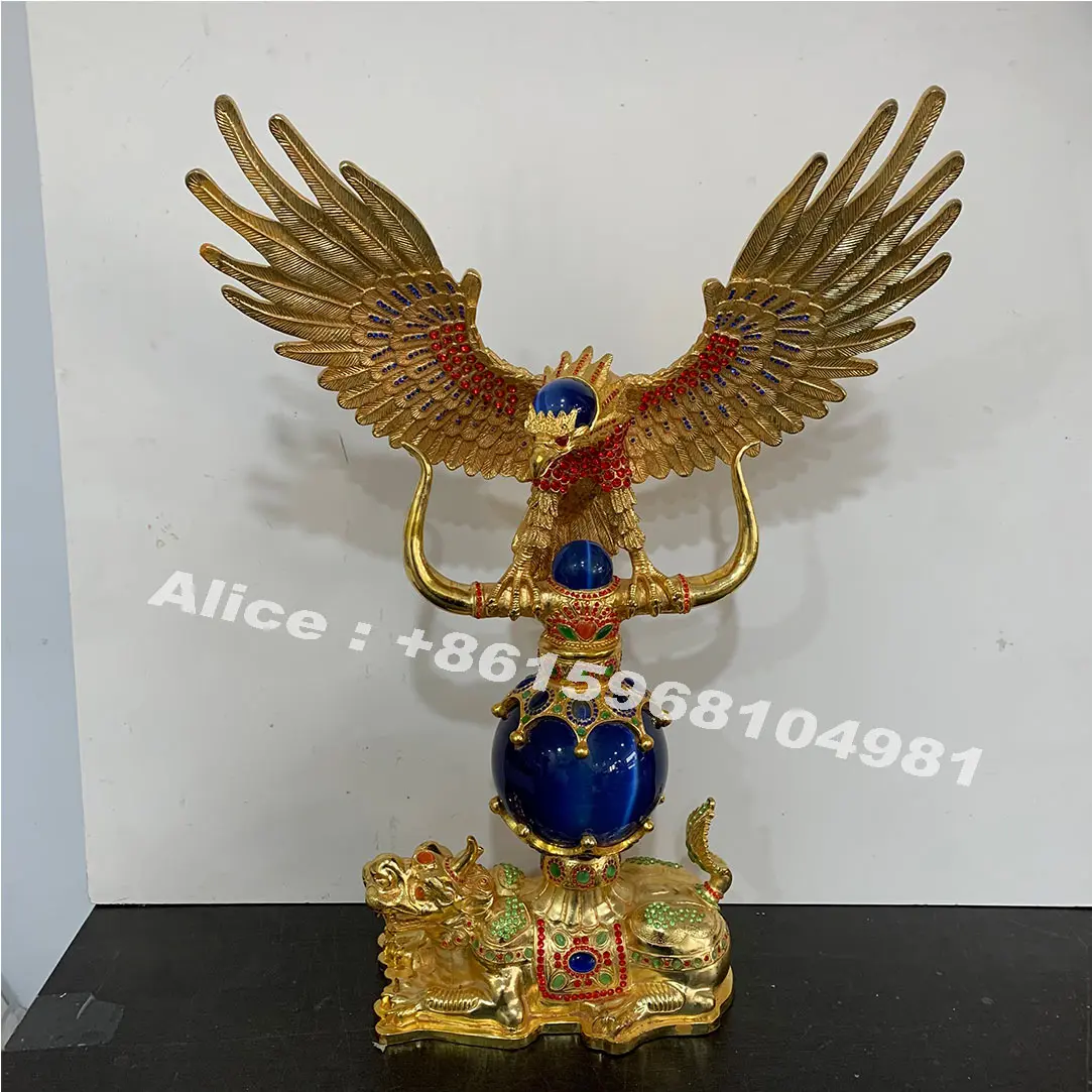 

59 CM Chinese Sapphire Emerald kylin Gold Eagle diamond Green blue red Ball Metal Ornaments Crafts Collection Decoration Gift