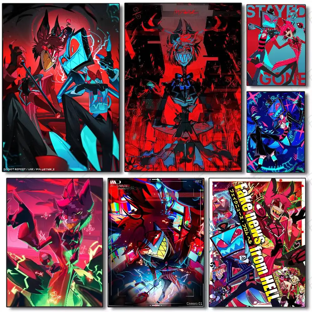 ملصق H-HazbinS H-Hotel Alastor HD جدار لاصق فني مقاوم للماء لغرفة المعيشة المنزلية وغرفة النوم والديكور الجمالي #1