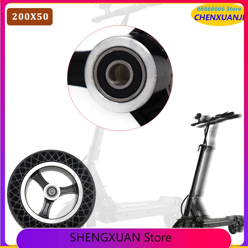 8 Inch Solid Tire with Wheels for Electric Scooter Bicycle Accessories 200X50 Explosion-proof Tubeless Tyre Wheel Bee Hive Holes