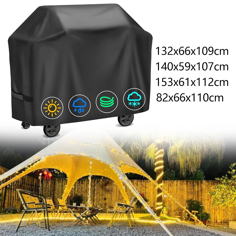 420D 1pcs BBQ Cover Outdoor Dustproof Waterproof Heavy Duty Garden Grill Cover Rain Protective Anti-UV Fade Resistant