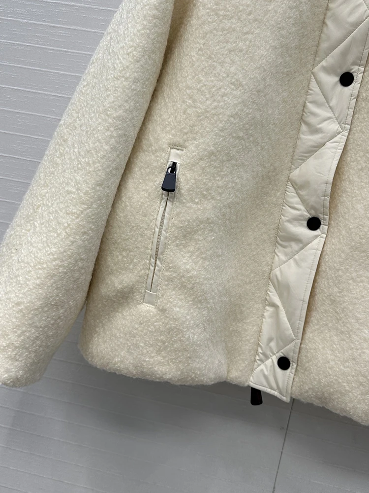 SVORYXIU خريف شتاء 2025 نمط جديد نمط الترفيه صف واحد مشبك الصوف أسفل سترة امرأة موضة الأبيض الدافئة أسفل سترة #4