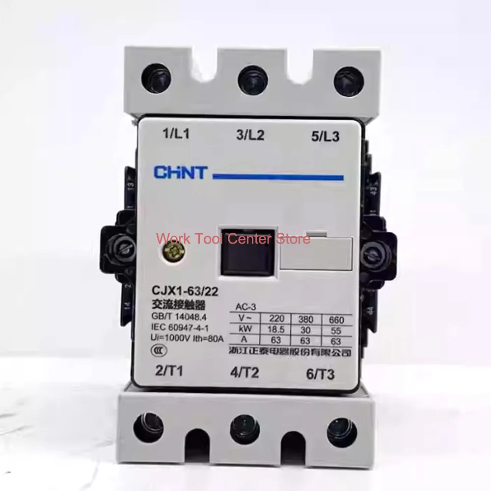 Original Electric Modular High Voltage Contactor Chint Store 3 Pole CJX1-45/22 CJX1-63/22 Contacts Coil AC220V 36V 24V 110V 380V